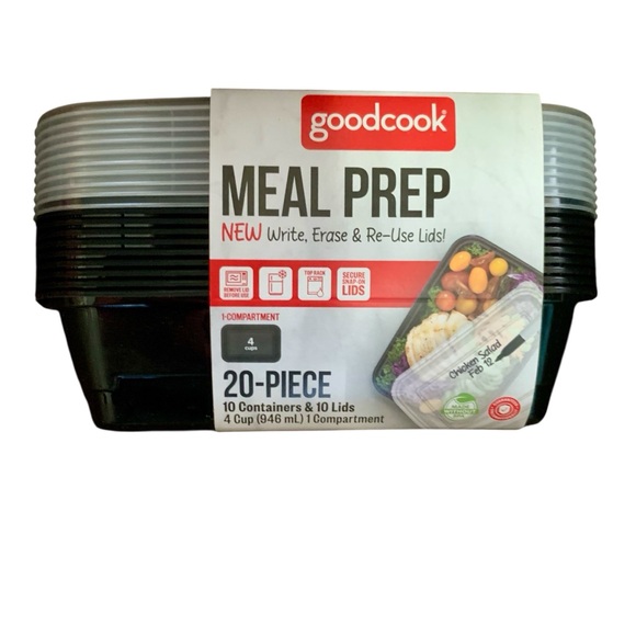 Good Cook Food Storage Black by goodcook 10 Containers Set 4 cups/32 oz - Picture 1 of 6